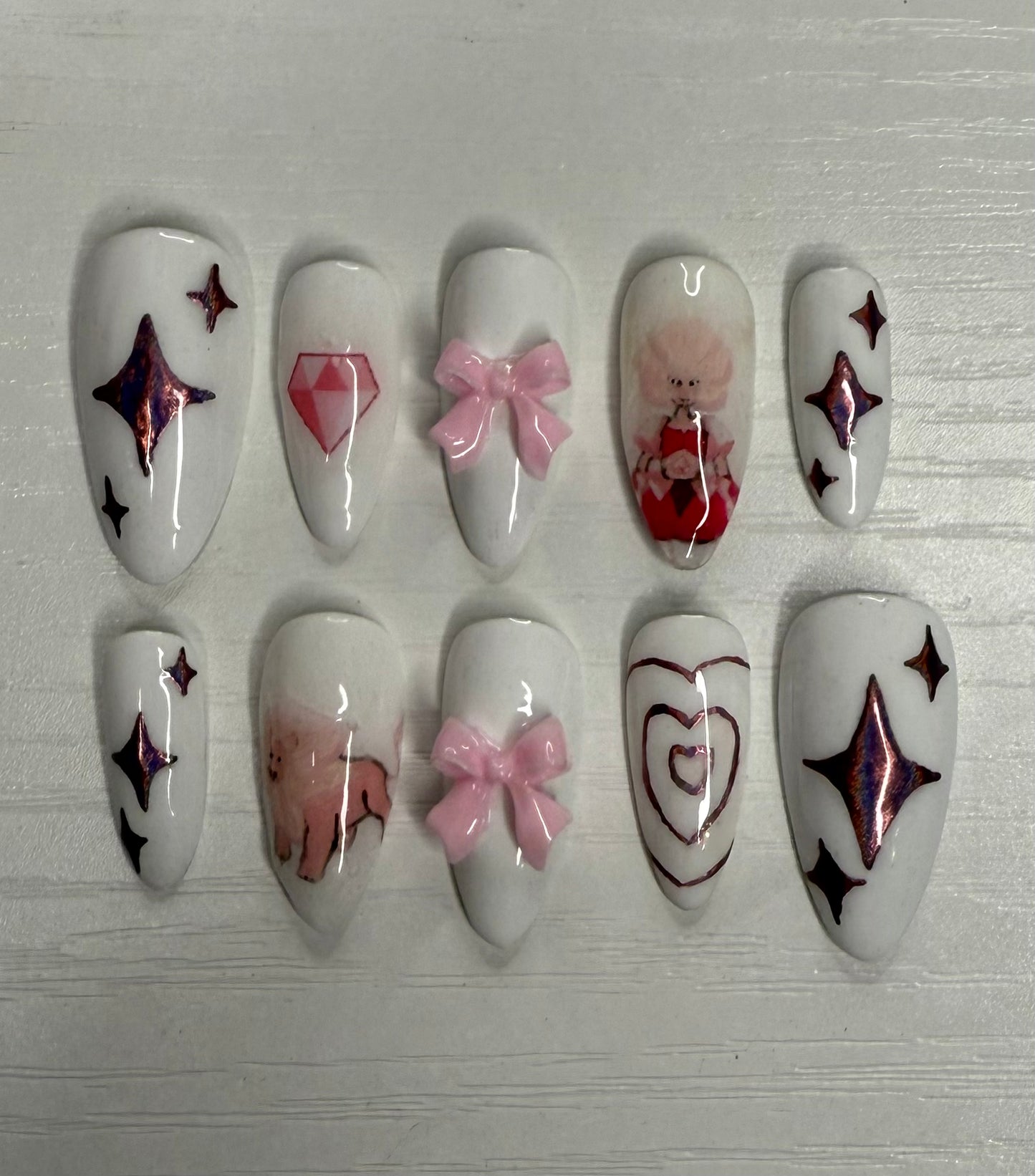 Steven universe Pink diamond nails